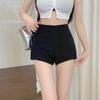Calças Casuais Pretas para Mulheres, Estilo Verão, Corte Slim, Hot Pants Elásticos em Linha A, Cintura Alta, Emagrecedor, Adequado para Usar Sozinho ou em Camadas, Shorts de Perna Reta