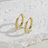 Aretes de Zircón Estilo Frijol de Oro Real de 14K Chapado en Cobre Estilo Caliente de Amazon Moda Simple Nicho Aretes Joyería