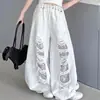 Conjunto de Verão para Meninas 2026 Tendência Cool Estilo Coreano para Crianças Maiores, Conjunto de Calça Rasgada com Top de Manga Curta Estrela de Cinco Pontas
