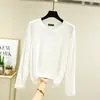 Nuevo Top Delgado Versátil Casual de Manga Larga de Modal para Mujer Talla Grande Holgado de Cuello Redondo Medio para Primavera y Otoño