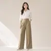 Pantalones de Traje Grises de Pierna Ancha con Caída para Mujer, Estilo Nuevo Otoño 2026, Pantalones Casuales