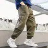 Calça de trabalho infantil, nova tendência primavera 2026 estilo coreano para meninos, calça longa versátil para crianças maiores