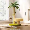 Nuevo rascador para gatos de hoja de coco y palma de areca con cuerda de sisal para provocar a los gatos, poste rascador elevado, decoración de interior