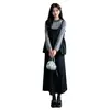 Conjunto de Maternidad Otoño/Invierno Estilo Nuevo Cuello de Encaje Top de Lunares Vestido de Lana Conjunto de Dos Piezas Cubre Vientre Adelgazante Vestido Largo
