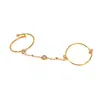 Anillo Doble Bicolor de Oro de 18K y Plata con Cadena de Circonita, Versátil Apilable, Lujo Ligero, Estilo Europeo y Americano, Joyería Transfronteriza de Amazon