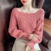 Suéter Feminino com Manga Sino Torcida Design Sense Outono e Inverno Estilo Japonês Estilo Preguiçoso Usando Camisa Básica de Tricô Ocidental Tendência