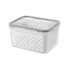 Caja de Almacenamiento para Refrigerador de Cocina Juego de Tres Piezas Rectangular de Plástico Transparente con Canasta de Drenaje Conservador Sellado para Frutas y Verduras