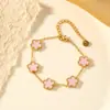 Pulsera de Trébol de Cinco Hojas Doble Cara Versión Alta Transfronteriza Dopamina Lujo Ligero Simple Sentido Avanzado 18k No Se Descolora Lanzamiento
