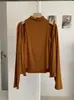 Conjunto de dos piezas KEKEZOON para mujer: chaleco de cuello medio alto + camiseta de manga larga con cárdigan, atuendo versátil de otoño 9033