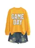 Sudadera casual cómoda versátil para mujer, con lunares, cuello redondo, manga larga, para día de juego, para comercio exterior