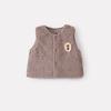 Conjunto de Colete Peludo para Bebês Meninas Outono/Inverno 2025, Conjunto de Três Peças com Cardigã com Forro de Fleece, Camiseta Básica e Calça