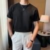 Camiseta Interior de Verano para Hombre con Diseño Waffle, Estilo Coreano Suelto de Punto de Manga Corta, Estilo Maduro Ligero, Color Sólido, Casual, a la Moda