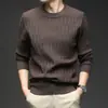 Suéter tejido jacquard transfronterizo, nueva colección de otoño para hombre, suéter base de manga larga de color liso, moderno y sencillo