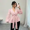 Moda europea y americana para mujer transfronteriza súper ventas primavera y otoño nueva elegante sexy semitransparente manga larga cuello en V camisa para mujer