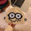 Bonito y Divertido Gorro de Lana Tejido para Mujer en Otoño e Invierno Nuevo Estilo Cálido Estudiante Pareja Gorro Baotou Gorro con Protección para las Orejas para Cabeza Grande