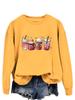 Amazon eBay transfronterizo estación independiente amor té con leche helado estampado divertido cuello redondo suéter de mujer Primavera y Otoño Nuevo
