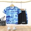 Conjunto Esportivo Infantil 2024 Novo Camuflado Secagem Rápida Retalhos Tendência Moda Desenho Animado Roupas de Secagem Rápida para Meninos e Meninas