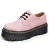 Botines Cortos Casuales de Plataforma para Mujer Aibideng 1461 de Cuero Genuino, Estilo Británico, Puntera Redonda, 3 Ojales, Suela Gruesa