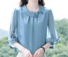 Camisa de Seda para Mujer Top de Manga Media Verano Nuevo Manga Tres Cuartos Camisa de Moda Mamá Primavera y Otoño Camisa de Seda de Morera