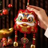 Guochao León Despertando Campana Bolsa de la Suerte Colgante Decoración Colgante de Puerta de Año Nuevo Bordado Afelpado Suministros Festivos Colgante Adorno Colgante Carrillón de Viento Colgante