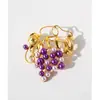 Broche Croissant Estilo Igual da Blogueira Coreana Fever Flor Esmaltada Pin de Uva Acessório de Espiga de Trigo 195