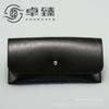 24 nuevo estuche para gafas de cuero negro brillante con hebilla de cuero, billetera a juego, caja para gafas de sol, caja de papel, paño con espejo, juego de tres piezas