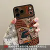 Gato retro con cordón adecuado para funda de teléfono Apple 17pm iPhone 15 silicona 16 ventana grande 18 lindo 11