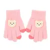 Guantes de Otoño e Invierno para Niños y Niñas, Diseño de Oso de Dibujos Animados, A Prueba de Frío y Cálidos, Nuevos Guantes de Cinco Dedos Tejidos para Bebés