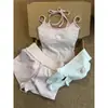 Pijama de Camisola Rayada Kt con Almohadillas en el Pecho para Mujer, Adecuado para Verano, Amigable con la Piel, Adelgazante, Conjunto de Ropa de Casa con Shorts de Tubo