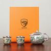 Lujo Ligero Qianli Jiangshan Plata de Ley 999 Porcelana Rosa Plata Dorada Una Tetera Xishi Dos Tazas Regalo de Cumpleaños para Hombre Regalo Corporativo