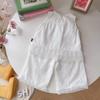 Traje de Dos Piezas de Algodón Blanco Puro con Encaje, Estilo Princesa, para Niñas, Verano, sin Mangas, Cuello Redondo, Ropa de Manga Corta para Niños 2026, Jacquard