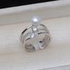 Accesorios de Joyería DIY Plata S925 3 Filas de Anillo Anillo Abierto Anillo Boca Viva Ajustable 5-8 Perla Soporte Vacío 3904
