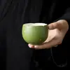 Taza de Huevo de Mandarina Verde con Chispas Doradas Taza Pequeña de Cerámica Mandarina Verde Taza de Té Kung Fu Taza Personal para el Hogar Taza de Té Nuevo Chinoiserie