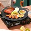 Estufa de cassette para acampar al aire libre con sartén grill de piedra maifan, cocina de inducción doméstica estilo coreano, sartén grill de gas, sartén portátil