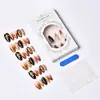 30 Peças de Unhas Postiças Boutique Transfronteiriça Amêndoa Boutique Usáveis Relevo Estéreo 3D Flor Dourada Cruz Peças para Manicure