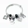 Panjia Novo Pulseira Pegajosa Fofa Feminina Desenho Animado Pingente de Diamante Abertura Corrente Osso de Cobra Pulseira Moda Atacado
