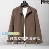 Chaqueta Casual Negra de Cuello Alto para Hombre Tallas Grandes de Primavera y Otoño, Suave y Amigable con la Piel, Abrigo de Moda Estilo Harrington para Hombres Grandes
