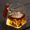 Juego de té con un mango alto de madera, diseño con vista a la montaña, taza creativa, taza de té kung fu, vaso de gran capacidad, base cuadrada de silicona, estilo simple