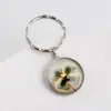 Chaveiro de Trevo de Quatro Folhas Fluorescente, Chaveiro de Bola de Cristal Brilhante da Sorte, Chaveiro Grande de Cristal de Trevo de Quatro Folhas Giratório