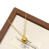 Collar Colgante de Cuenta Redonda Versátil con Retención de Color Fuerte Chapado en Oro de 24 Quilates Método Antiguo Simple Elegante con Cadena de Clavícula de Diamante