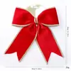 Fita de veludo nova de Natal transfronteiriça com acabamento dourado, decorações de laços grandes, médias e pequenas para árvores de Natal, guirlandas festivas de lareira e enfeites para pendurar