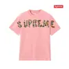 Camiseta de Algodón Pesado Moda Americana Transfronteriza Estampado de Letras Supreme Cuello Redondo Manga Corta Unisex Holgada Casual para Hombres y Mujeres