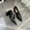 Mocasines de mujer súper suaves de piel de vaca, estilo retro, punta fina, tacón grueso, elegantes y fáciles de llevar para el trabajo, bailarinas de tacón alto estilo francés