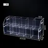 *Portaplumas de acrílico, expositor de tarjetas, organizador de papelería, caja de almacenamiento de rejilla redonda para bolígrafos y lápices, rejilla inclinada, expositor trapezoidal