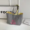 Bolsa de Lona Original para Mujer, Bolsa Tote Reversible Rayada de Gran Capacidad, Bolso de Hombro Simple y Versátil para Otoño e Invierno