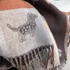Estilo Coreano Retrô Desenho Animado Dachshund Cachecol Echarpe Patchwork Xadrez Multicolorido Fio Cardado Franja Aquecedor de Pescoço Outono Inverno Aquecimento