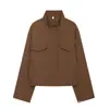 Comercio exterior venta al por mayor transfronteriza 2026 nuevo otoño moda europea y americana para mujer abrigo superior casual holgado con cuello alto tipo chimenea holgado