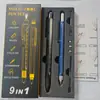 Pluma Herramienta Multifunción Personalizada con Luz LED, Pantalla Táctil, Destornillador de Doble Punta, Bolígrafo Metálico, Set de Regalo 9 en 1