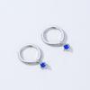 Pendientes colgantes de plata de ley S925 con zafiro azul, pequeños diamantes redondos, diseño exquisito, temperamento geométrico, joyería para los oídos de alta calidad.