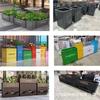 Jardinera de acero inoxidable para exteriores con ranuras de hierro para flores, combinación comercial para calles, jardinera cuadrada para árbol, jardinera móvil con columpio externo